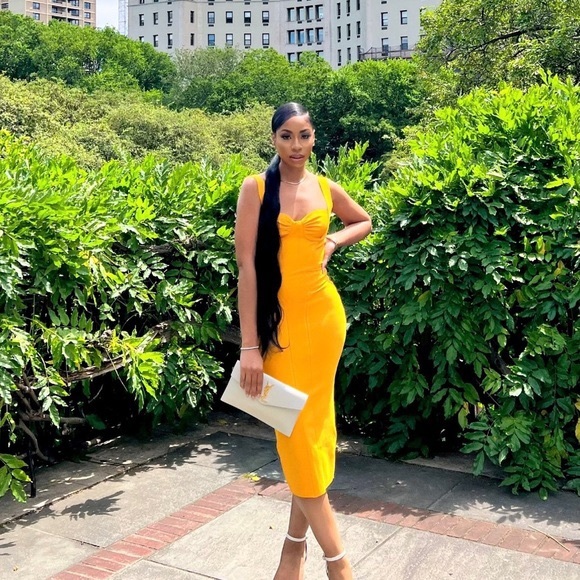 HOUSE OF CB 'Charlene' Tangerine Bandage Midi Dress - Picture 4 of 13